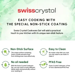 Karaca Swiss Crystal Almond 7-Piece Non-Stick Induction Cookware Set, Cream