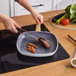 Karaca Swiss Crystal Non-Stick Induction Induction Griddle Pan, 28cm, Creamy