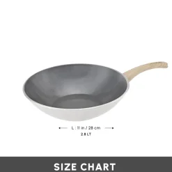 Karaca Swiss Crystal Non-Stick Induction Wok Pan, 28cm, Creamy