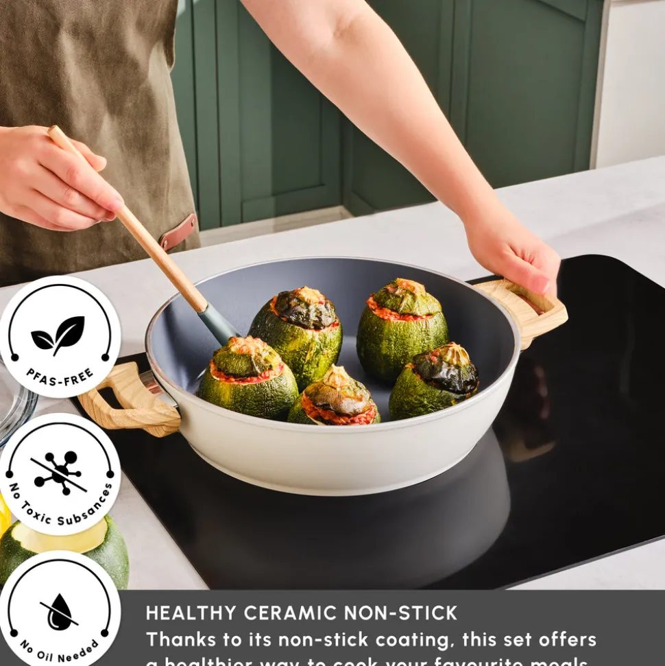 Karaca Swiss Crystal Non-Stick Induction Casserole, 30cm, Creamy