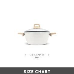 Karaca Swiss Crystal Non-Stick Induction Stockpot with Lid, 24cm, Creamy