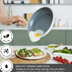 Karaca Swiss Crystal Non-Stick Induction Frying Pan, 30cm, Creamy