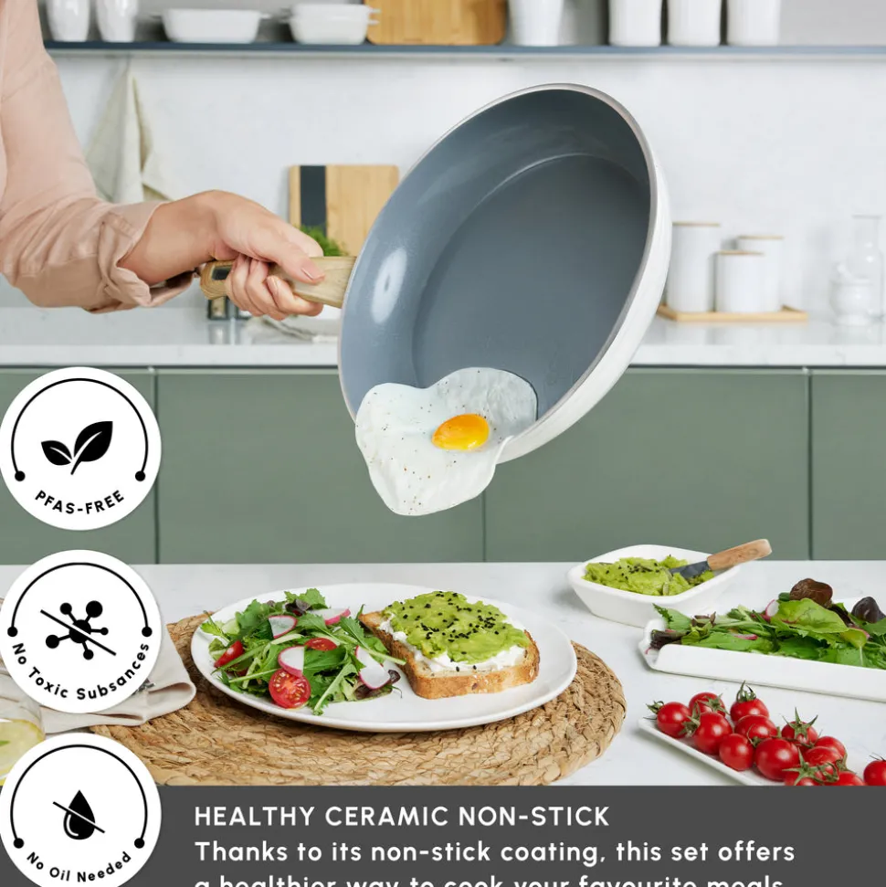 Karaca Swiss Crystal Non-Stick Induction Frying Pan, 30cm, Creamy