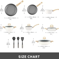Karaca Swiss Crystal 15-Piece Non-Stick Induction Cookware Set, Creamy
