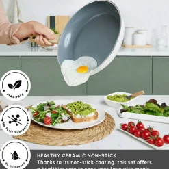 Karaca Swiss Crystal 15-Piece Non-Stick Induction Cookware Set, Creamy
