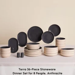 Karaca Terra 36-Piece Dinner Set for 8 People, Anthratice