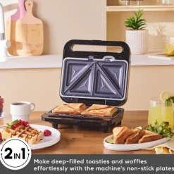 Karaca Tote Sandwich Toaster and Waffle Machine, 1000W, Inox