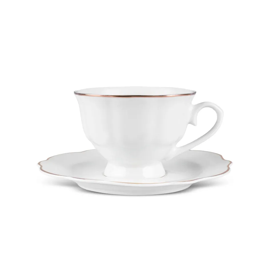 Karaca Vera 25-Piece Porcelain Tea & Coffee Cup Set, Gold