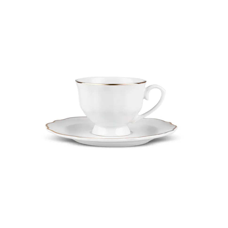Karaca Vera 25-Piece Porcelain Tea & Coffee Cup Set, Gold