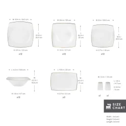 Karaca Vesta 52-Piece Bone China Dinner Set for 12 People, Gold