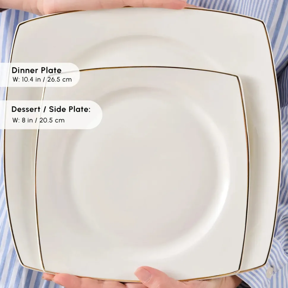 Karaca Vesta 52-Piece Bone China Dinner Set for 12 People, Gold