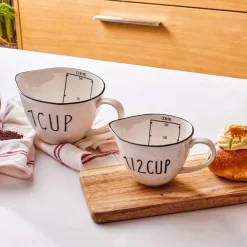 Karaca Veva Porcelain Measuring Cups, White Black