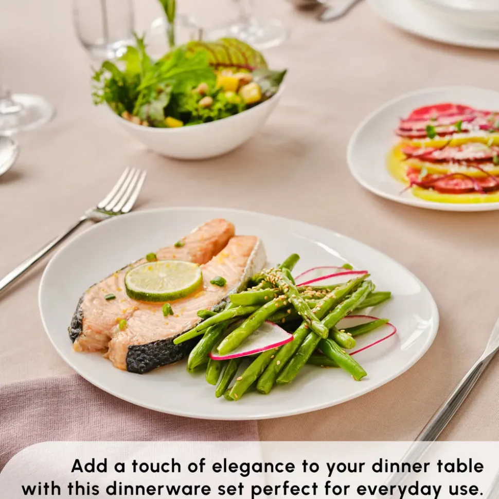 Karaca White Pure 24-Piece Glass Dinner Set for 6 People, White