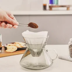 Karaca Winx Brewy Glass Pour Over Coffee Maker Set with Stand, 650ml, Grey