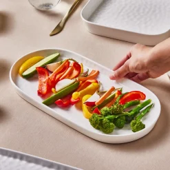 Karaca x by Refika Bembeyaz Bone China Oval Serving Platter, 34cm, White