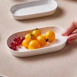 Karaca x by Refika Bembeyaz Bone China Oval Serving Platter, 18cm, White