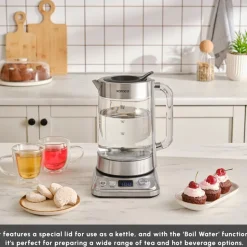 Karaca x by Refika XL Glass Tea Maker and Kettle, 2200W, 2,8L, Inox