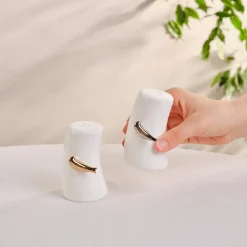 Karaca X Müge Anlı Bone China Salt and Pepper Shaker, Gold White