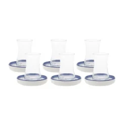 Karaca Zeher 12 Piece Stoneware Turkish Tea Set for 6 People, 160ml, Multi
