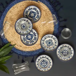 Karaca Zeher 12 Piece Stoneware Turkish Tea Set for 6 People, 160ml, Multi