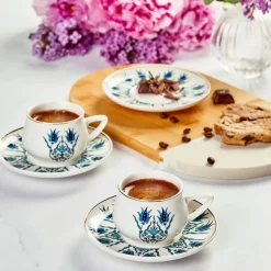 Karaca İznik 12-Piece Porcelain Espresso Turkish Coffee Cup Set for 6 People, 100ml, Multi