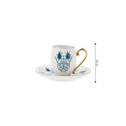 Karaca İznik 12-Piece Porcelain Porcelain Espresso Turkish Coffee Cup Set for 6 People, 90ml, Multi