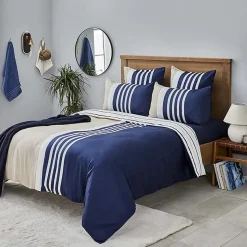 Nautica Home Aport 100% Cotton Duvet Cover Set, Single, 140cmx200cm, Navy Blue Multi