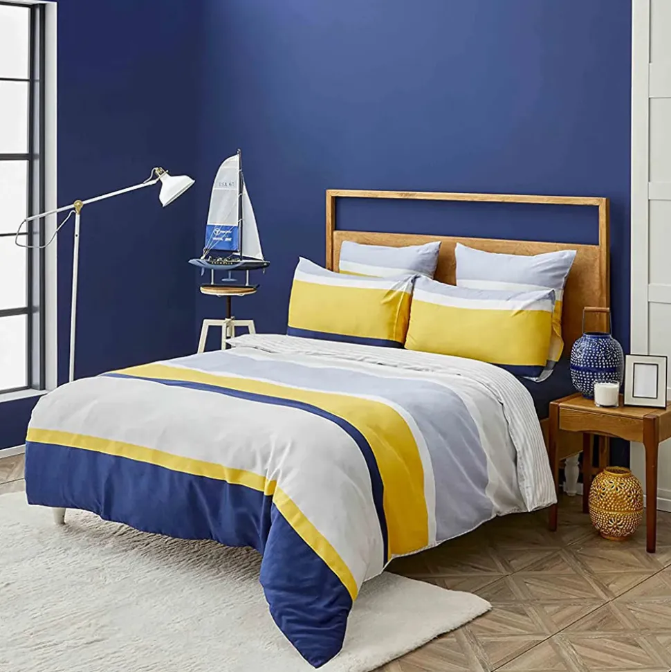 Nautica Home Bold 100% Cotton Duvet Cover Set, Double, 200cmx200cm, Yellow Multi