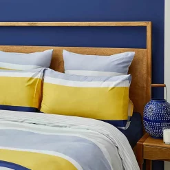Nautica Home Bold 100% Cotton Duvet Cover Set, Double, 200cmx200cm, Yellow Multi