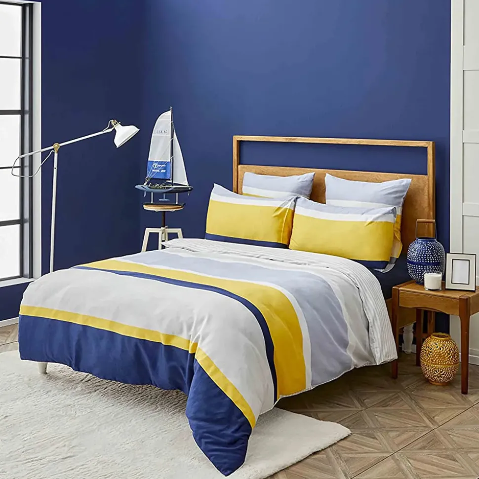 Nautica Home Bold 100% Cotton Duvet Cover Set, Single, 140cmx200cm, Yellow Multi