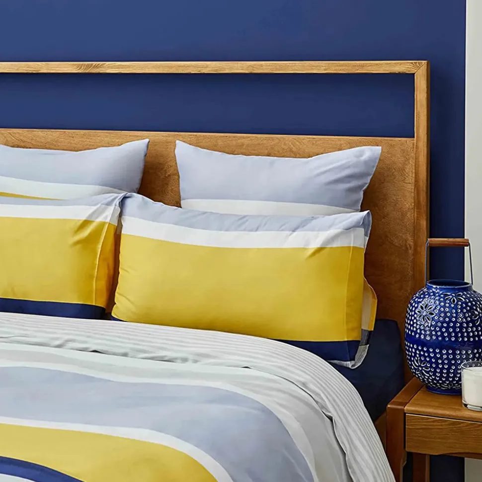 Nautica Home Bold 100% Cotton Duvet Cover Set, Super King, 260cmx220cm, Yellow Multi