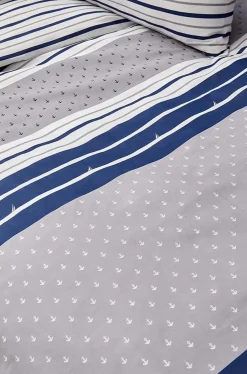 Nautica Home Bornea 100% Cotton Duvet Cover Set, Double, 200cmx200cm, Navy Blue White