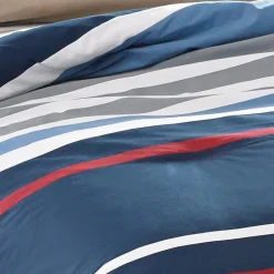 Nautica Home Bradford 100% Turkish Cotton Duvet Cover Set, King, 230cmx220cm, Navy Blue Multi