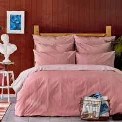 Nautica Home Darya 100% Turkish Cotton Duvet Cover Set, Double, 200cmx200cm, Red