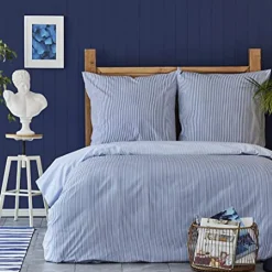 Nautica Home Darya 100% Turkish Cotton Duvet Cover Set, Double, 200cmx200cm, Blue