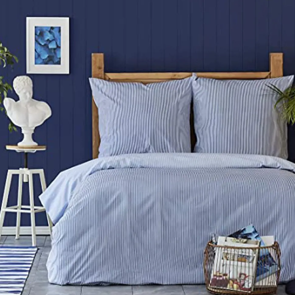 Nautica Home Darya 100% Turkish Cotton Duvet Cover Set, Double, 200cmx200cm, Blue