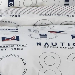 Nautica Home Discovery 100% Turkish Cotton Duvet Cover Set, Double, 200cmx200cm, White Multi