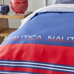 Nautica Home Drifting 100% Cotton Duvet Cover Set, King, 230cmx220cm, Navy Blue Multi