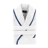 Nautica Home Marlin 100% Turkish Cotton Bathrobe, Medium, White Navy Blue