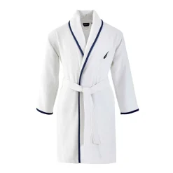 Nautica Home Marlin 100% Turkish Cotton Bathrobe, Medium, White Navy Blue