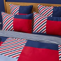 Nautica Home Morris 100% Cotton Duvet Cover Set, Single, 140cmx200cm, Navy Blue Multi