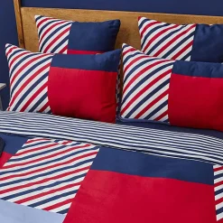 Nautica Home Morris 100% Cotton Duvet Cover Set, Double, 200cmx200cm, Navy Blue Multi