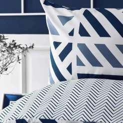 Nautica Home Orion 100% Turkish Cotton Duvet Cover Set, King, 230cmx220cm, Navy Blue White