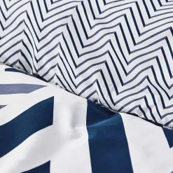 Nautica Home Orion 100% Turkish Cotton Duvet Cover Set, King, 230cmx220cm, Navy Blue White