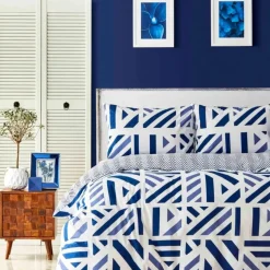 Nautica Home Orion 100% Turkish Cotton Duvet Cover Set, Single, 140cmx200cm, Navy Blue White