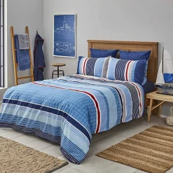 Nautica Home Spinning 100% Turkish Cotton Duvet Cover Set, Single, 140cmx200cm, Blue Multi