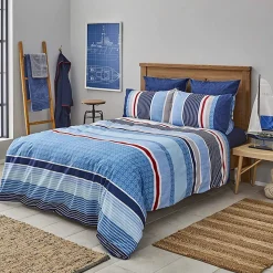 Nautica Home Spinning 100% Turkish Cotton Duvet Cover Set, King, 230cmx220cm, Blue Multi
