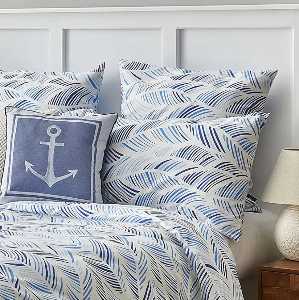Nautica Home Wave 100% Turkish Cotton Duvet Cover Set, Double, 200cmx200cm, Blue White