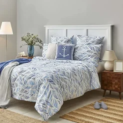 Nautica Home Wave 100% Turkish Cotton Duvet Cover Set, Single, 140cmx200cm, Blue White