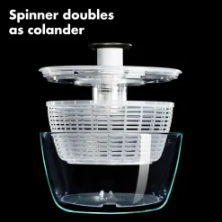 Oxo Good Grips Glass Salad Spinner, 6L, Transparent Black